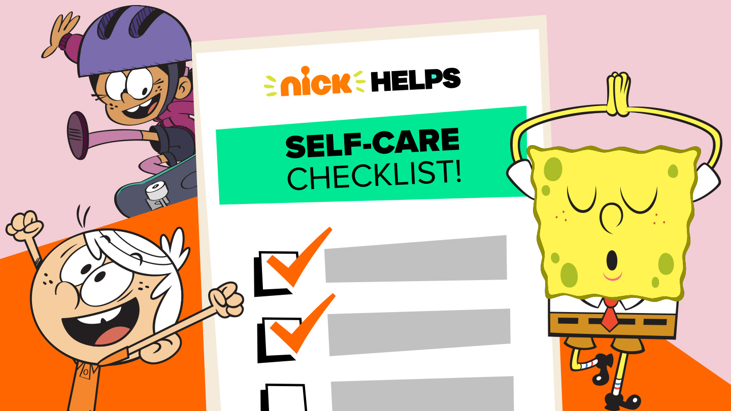 Thumbnail of self-care checklist with SpongeBob SquarePants, Ronnie Anne from the Casagrandes, and Lincoln from the Loud House